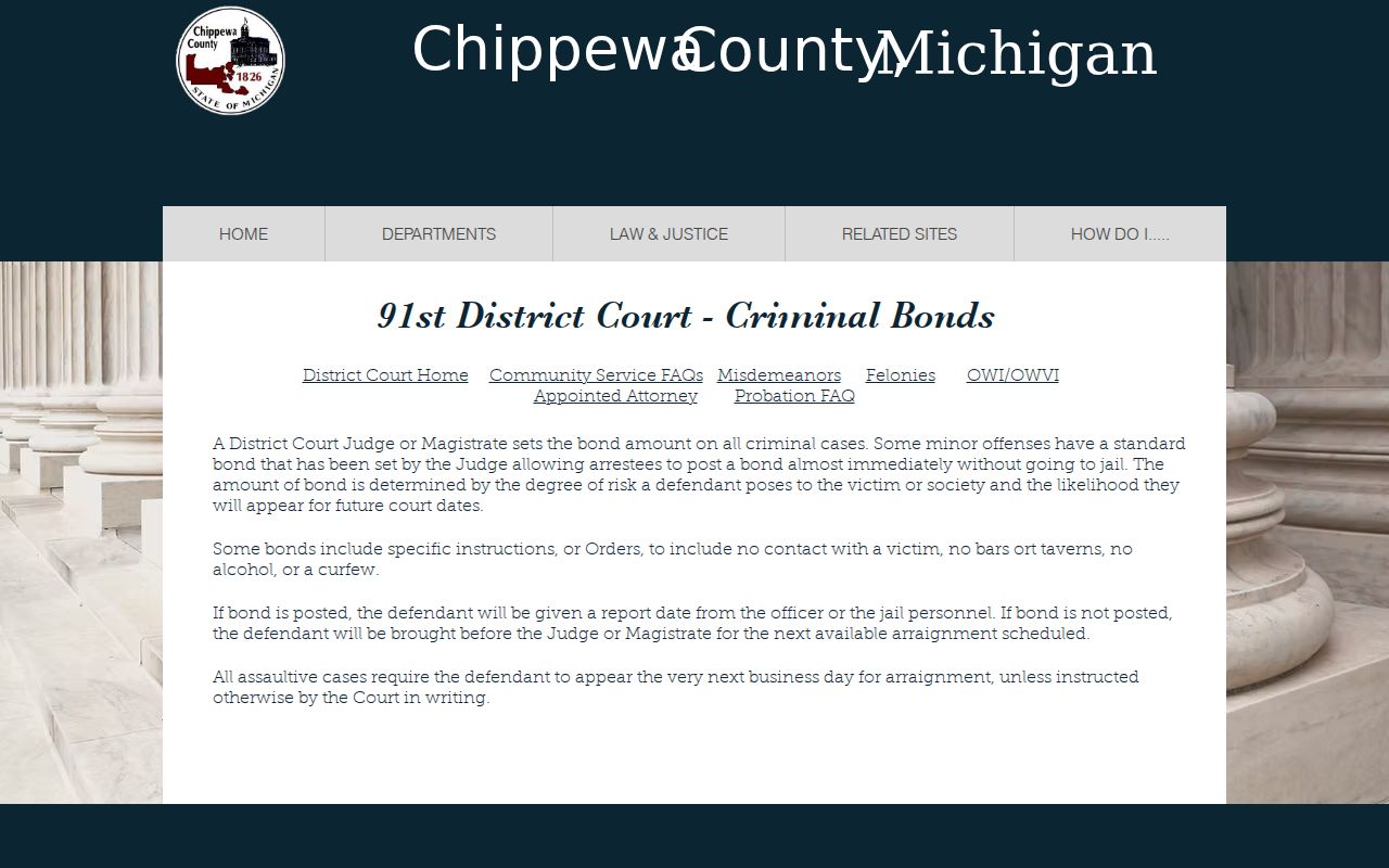 Chippewa County District Court explanation of how bond is set and what happens after posting